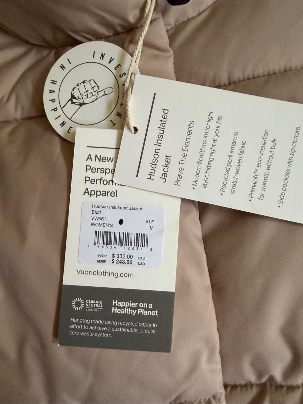 Vuori Women's Taupe-Light Puffer Jacket - Picture 2 of 4